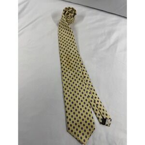 Pietro di Como Mens Silk Tie Yellow Blue Geometric Floral Medallion